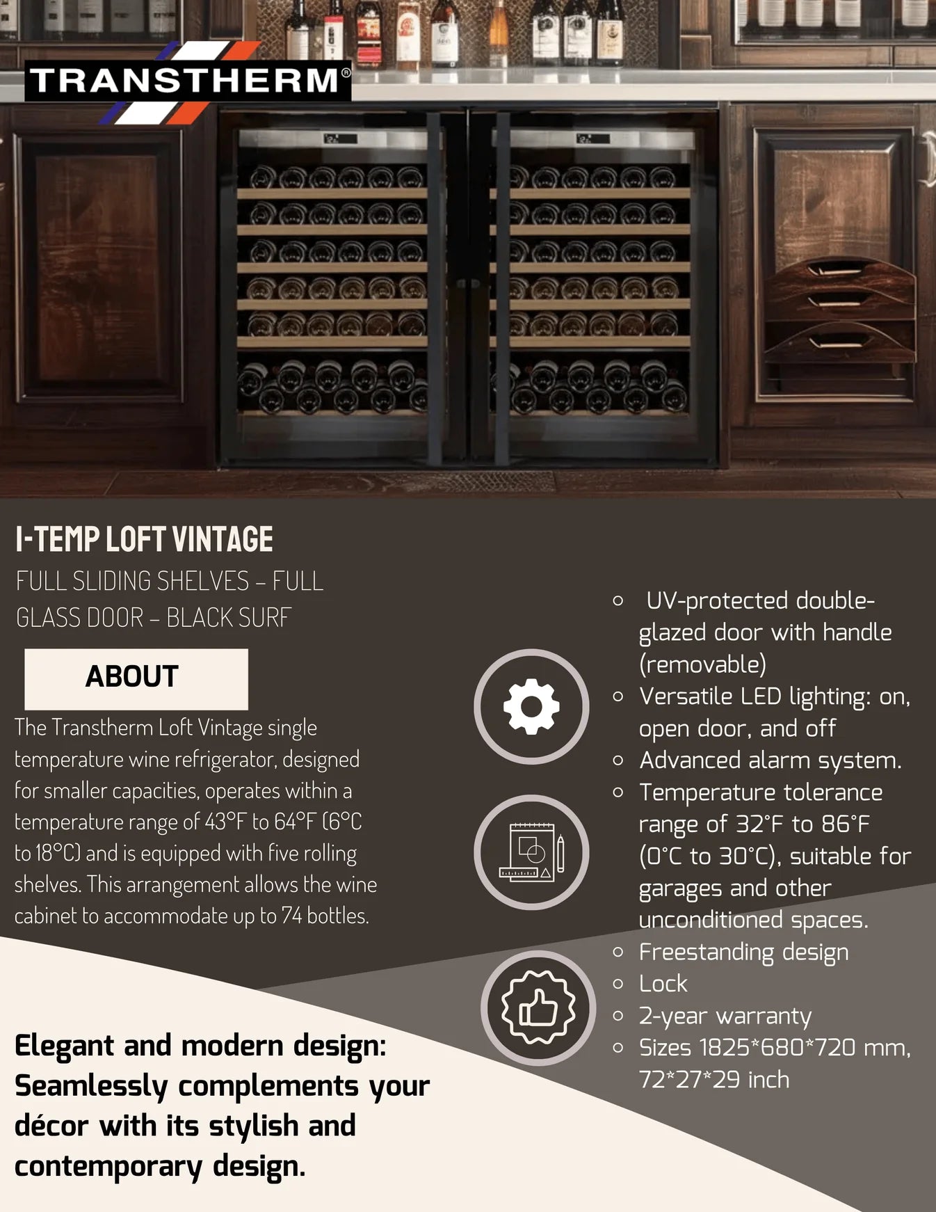 Transtherm Prestige Double Loft 144-Bottle Wine Cabinet
