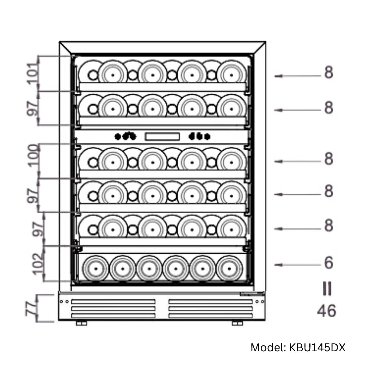 KingsBottle 24" Stainless Steel Under Counter LOW - E Dual Zone Wine Cooler - Your Wine Corner