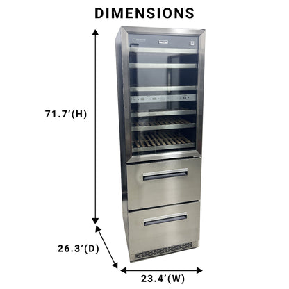 Equator 108 Bottles Hybrid Triple Zone Combo Wine Refrigerator + 2 Drawers 110V - Your Wine Corner