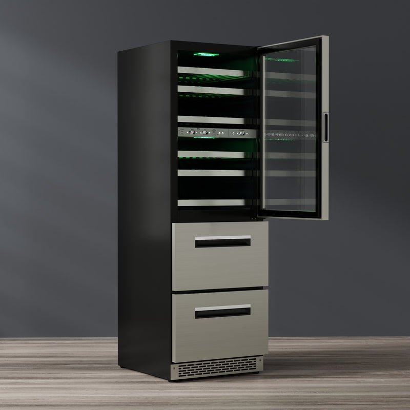 Equator 108 Bottles Hybrid Triple Zone Combo Wine Refrigerator + 2 Drawers 110V - Your Wine Corner