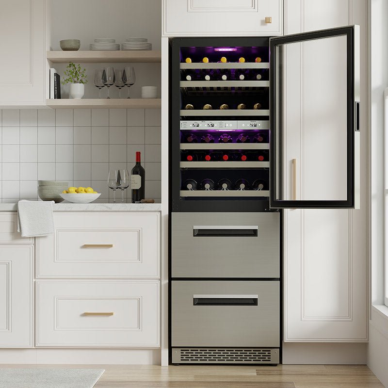 Equator 108 Bottles Hybrid Triple Zone Combo Wine Refrigerator + 2 Drawers 110V - Your Wine Corner