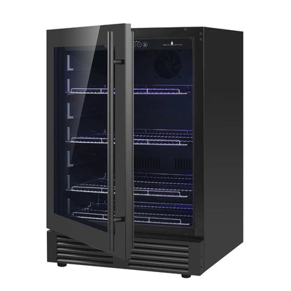 KingsBottle 24" Under Counter LOW - E Black Glass Door Beer Fridge - Your Wine Corner