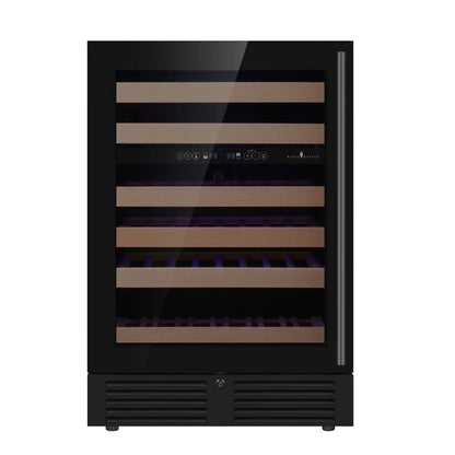 KingsBottle 24" Under Counter LOW - E Black Glass Door Dual Zone Wine Cooler - Your Wine Corner