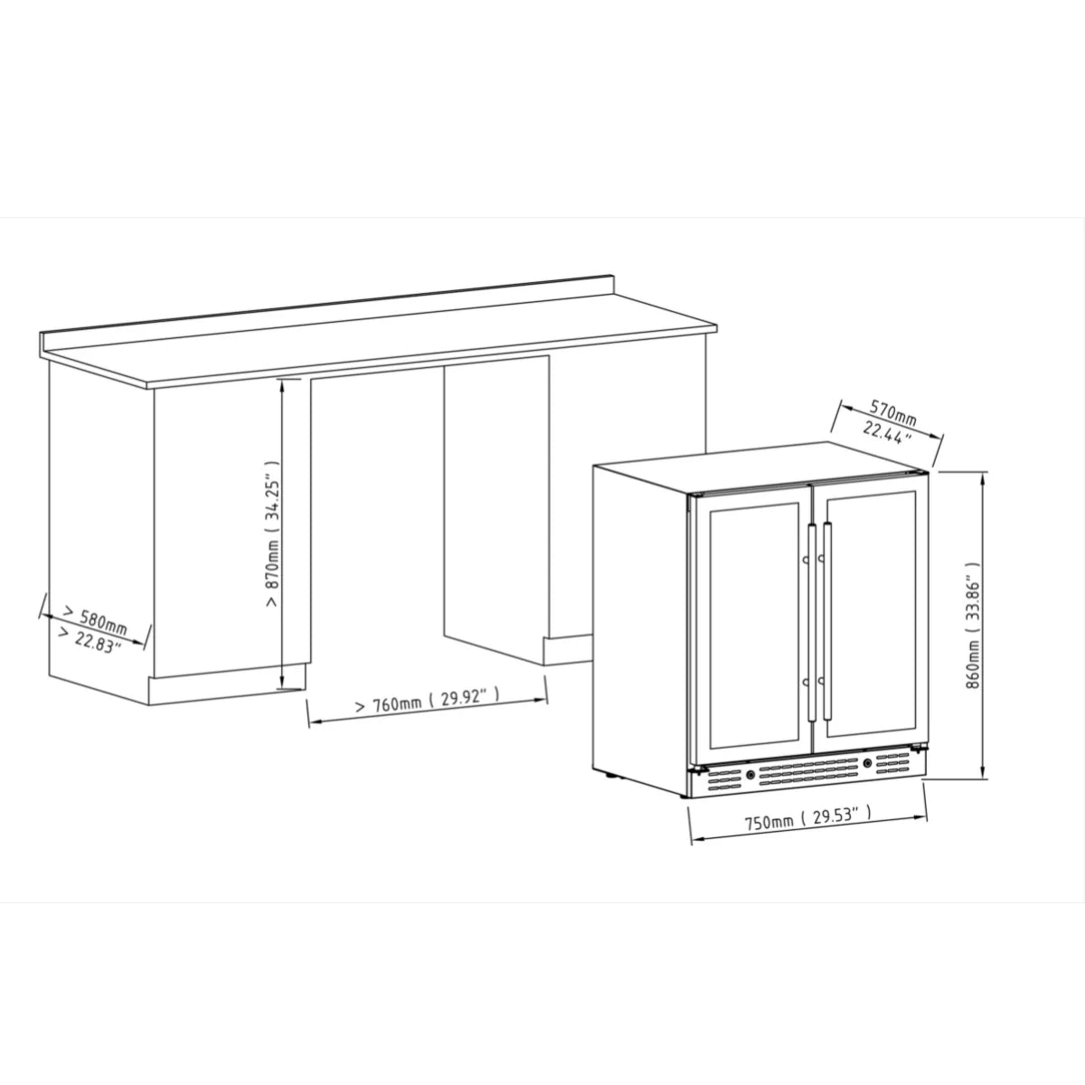 KingsBottle 30" Combination Beer and Wine Cooler with Low - E Glass Door - Your Wine Corner