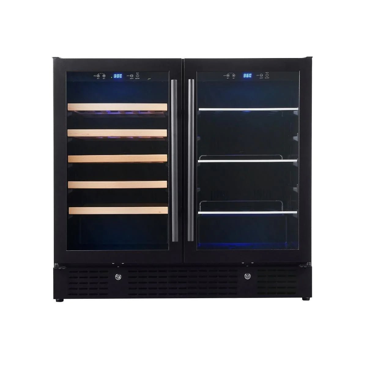 KingsBottle 36" Black Beer and Wine Cooler Combination with Low - E Glass Door - Your Wine Corner