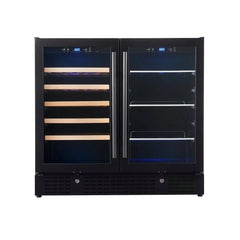 KingsBottle 36" Black Beer and Wine Cooler Combination with Low-E Glass Door