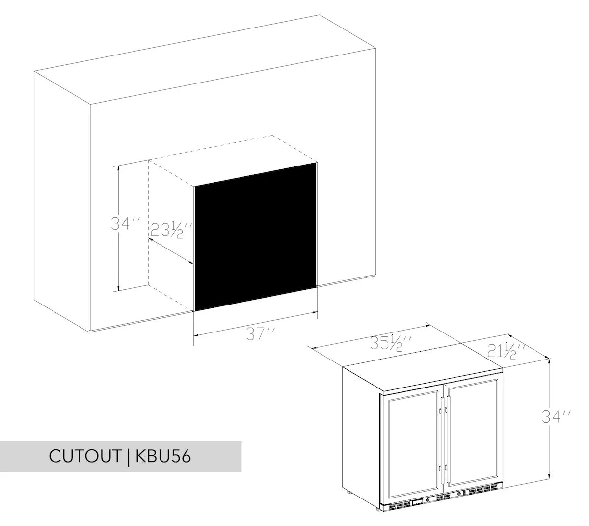 KingsBottle 36" Outdoor Beverage Refrigerator 2 Door For Home - Your Wine Corner