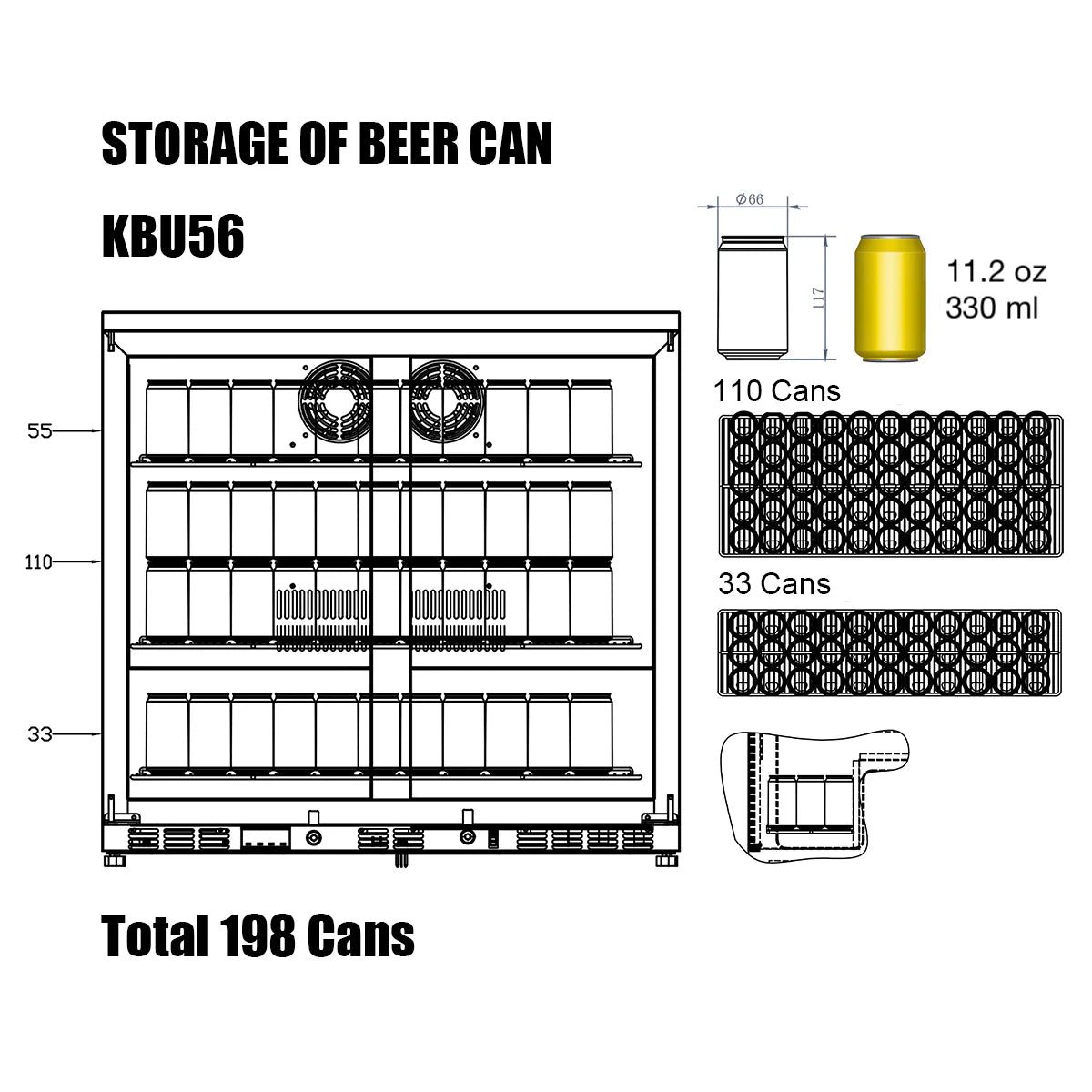 KingsBottle 36" Outdoor Beverage Refrigerator 2 Door For Home - Your Wine Corner