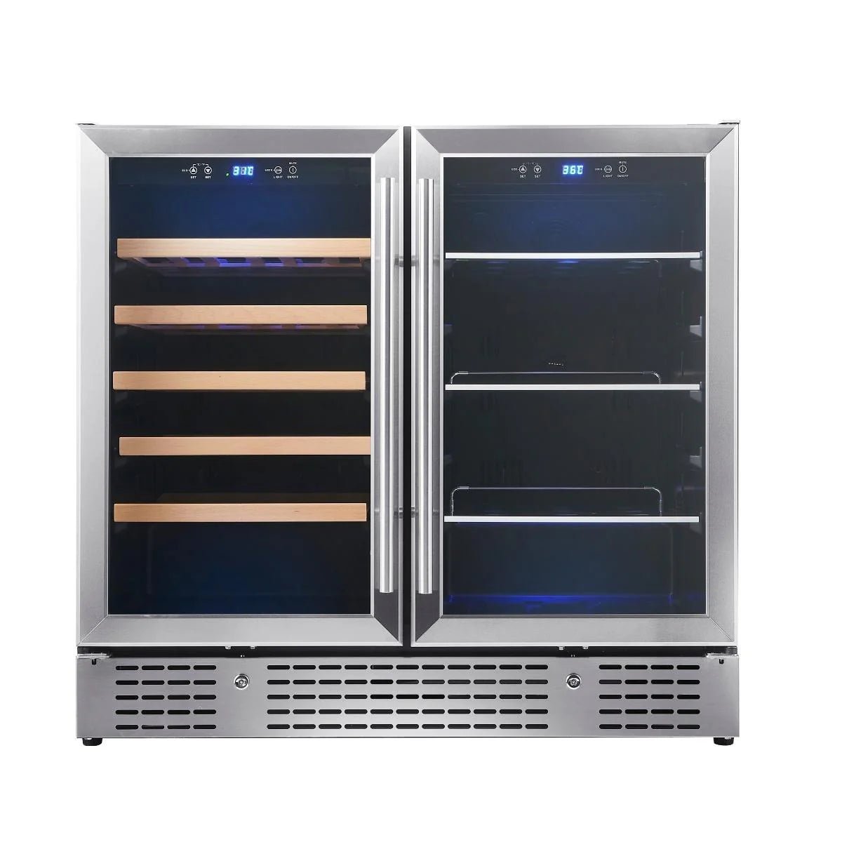 KingsBottle 36" Silver Beer and Wine Cooler Combination with Low - E Glass Door - Your Wine Corner