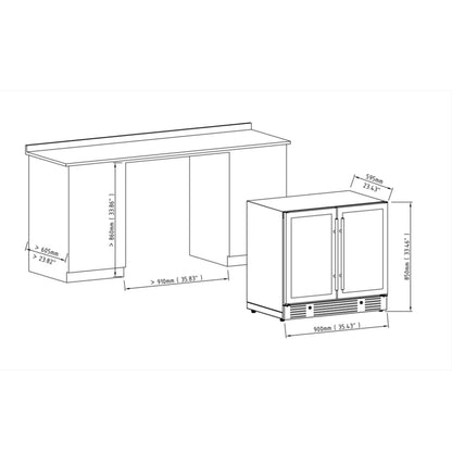 KingsBottle 36" Silver Beer and Wine Cooler Combination with Low - E Glass Door - Your Wine Corner