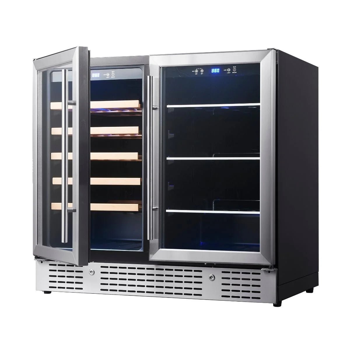 KingsBottle 36" Silver Beer and Wine Cooler Combination with Low - E Glass Door - Your Wine Corner