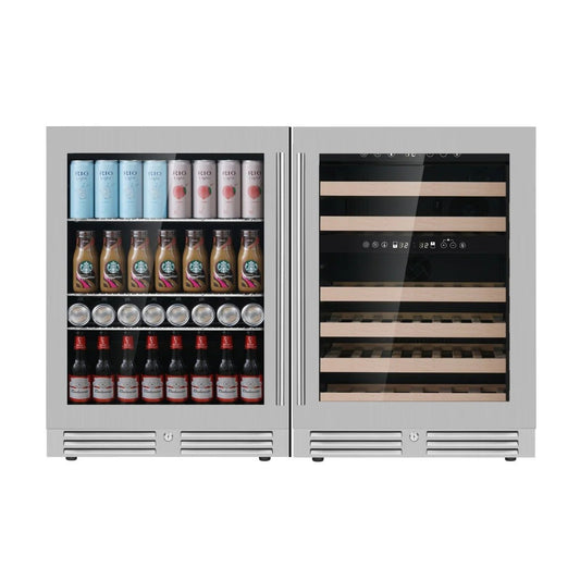 KingsBottle 48" Ultimate Stainless Steel Under Bench Wine Fridge and Bar Refrigerator Combo - Your Wine Corner